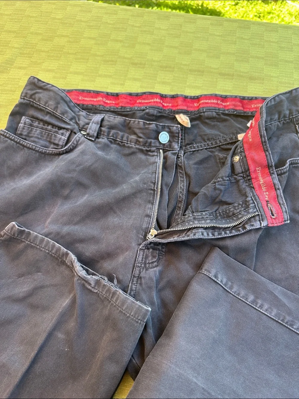Ermenegildo Zegna Navy Blue Cotton Chinos